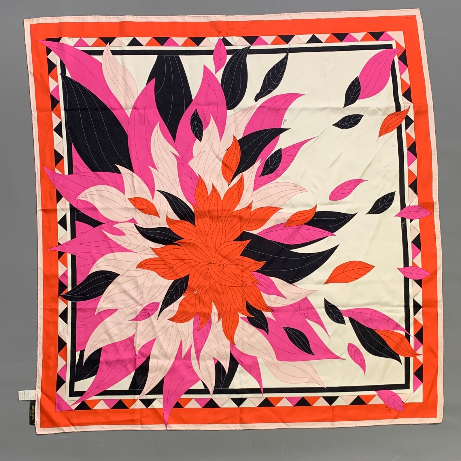Emilio Pucci Pink Orange Silk Scarves  Shawls